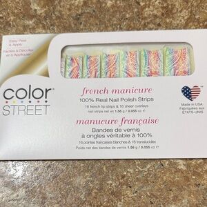 Color Street French Manicure Nail Strips - Pastel Rainbow Tribal Design